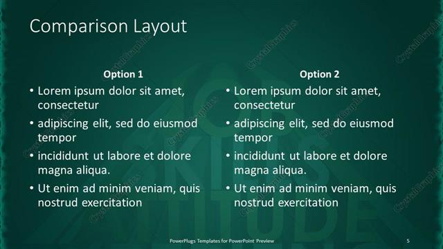 Comparison presentation slide layout