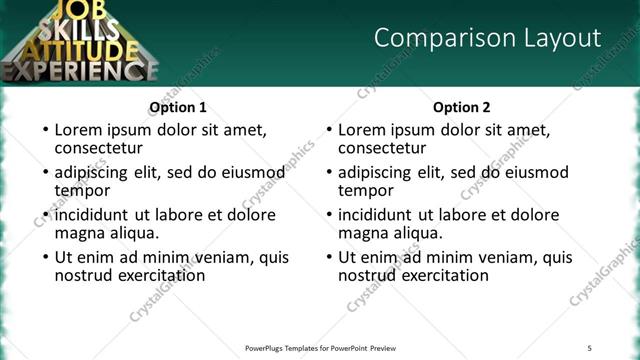 Comparison presentation slide layout