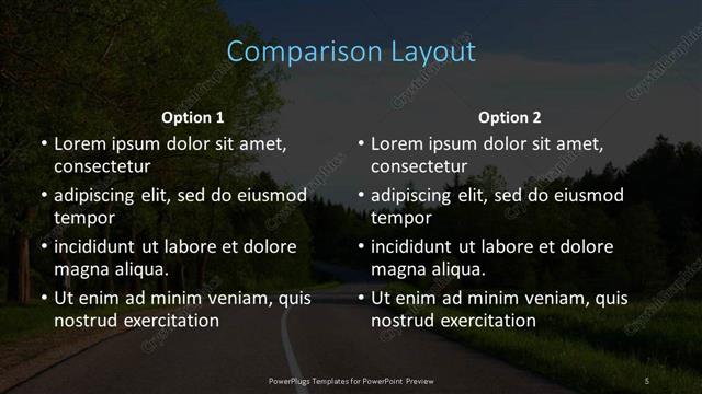 Comparison presentation slide layout
