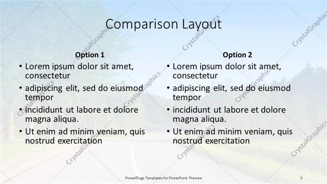Comparison presentation slide layout