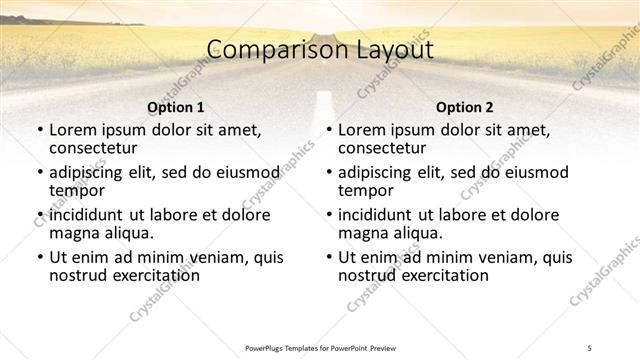 Comparison presentation slide layout