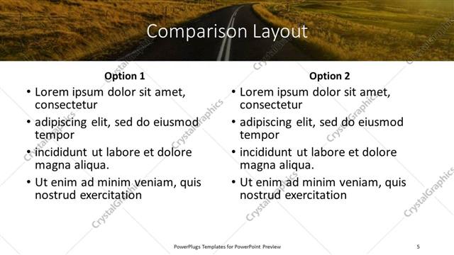 Comparison presentation slide layout