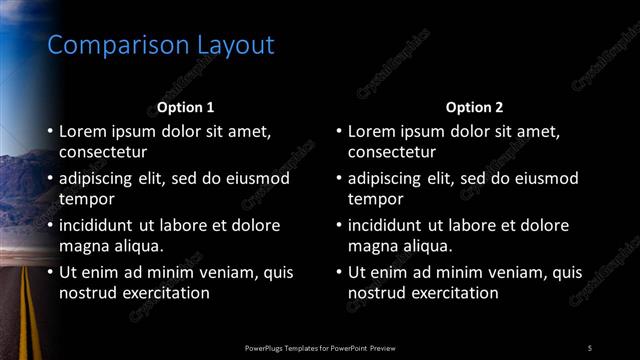 Comparison presentation slide layout