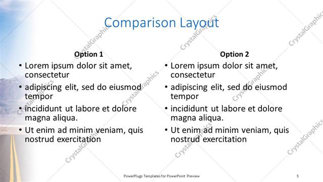 Comparison presentation slide layout