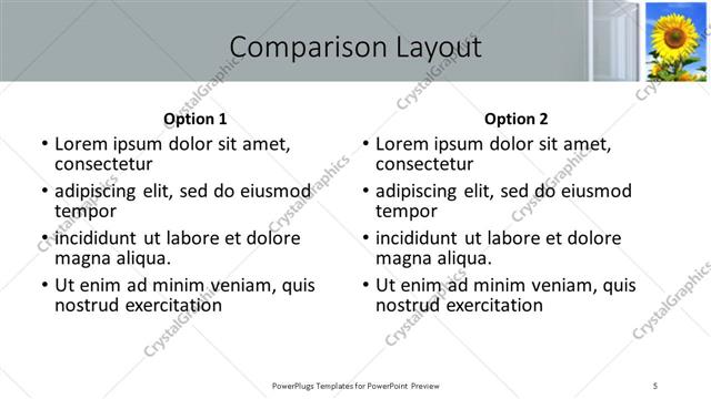 Comparison presentation slide layout