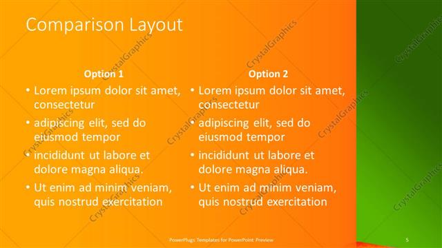 Comparison presentation slide layout