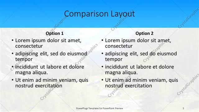 Comparison presentation slide layout