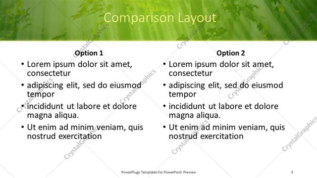 Comparison presentation slide layout