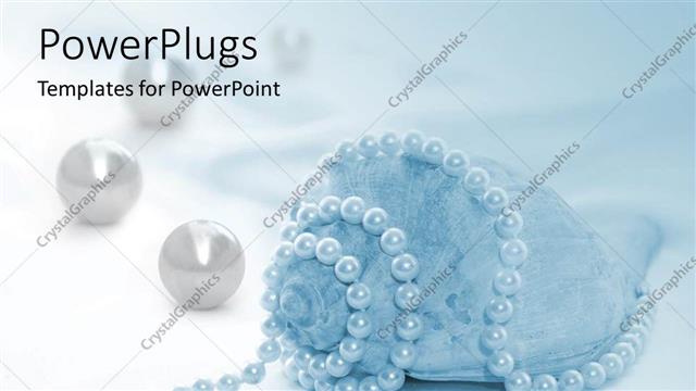  Presentation with pearl - A beautiful shell with various sized beads with bluish background