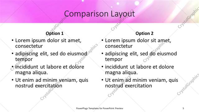 Comparison presentation slide layout