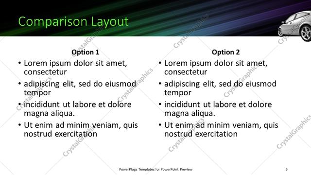 Comparison presentation slide layout