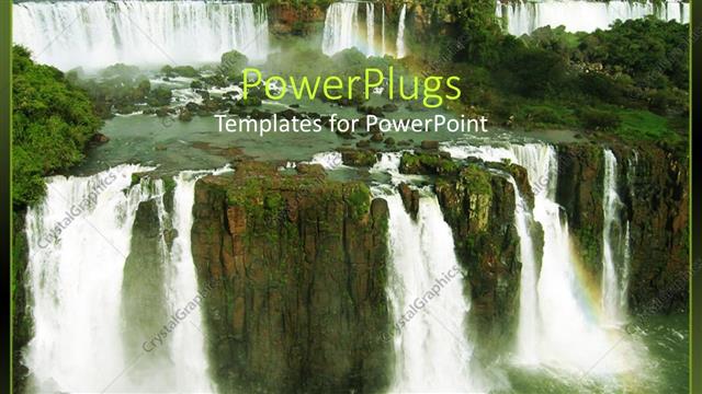  Presentation with rock - Beautiful shot of Iguacu falls with water falling from rock