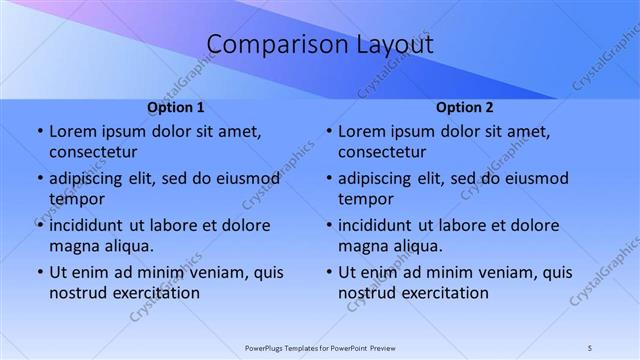 Comparison presentation slide layout