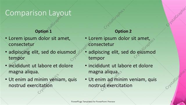 Comparison presentation slide layout