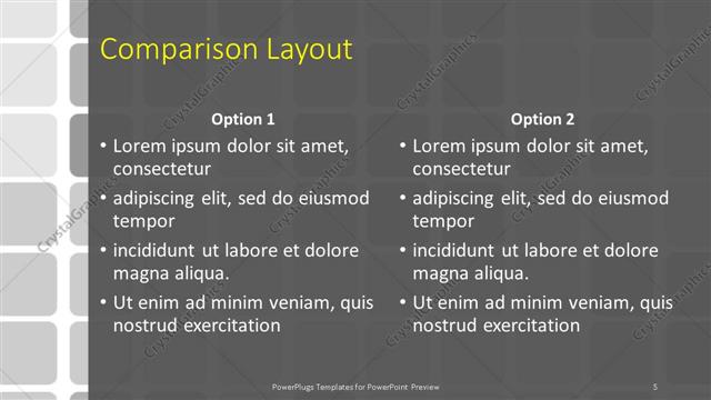Comparison presentation slide layout