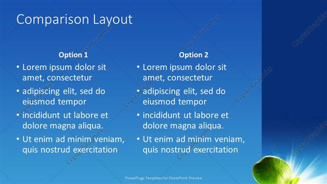 Comparison presentation slide layout