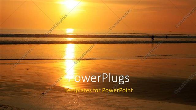  Presentation with bali - Beautiful sunset in horizon over Bali beach with reflection in water?