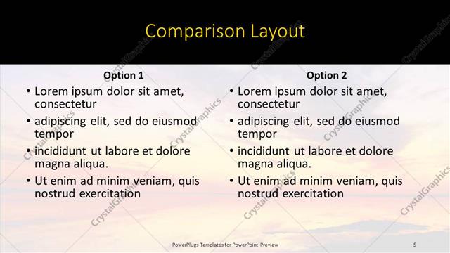 Comparison presentation slide layout