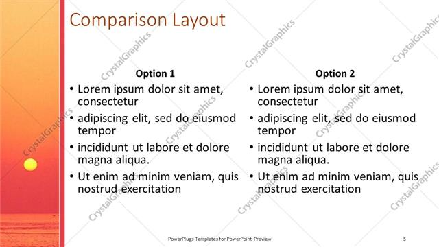 Comparison presentation slide layout