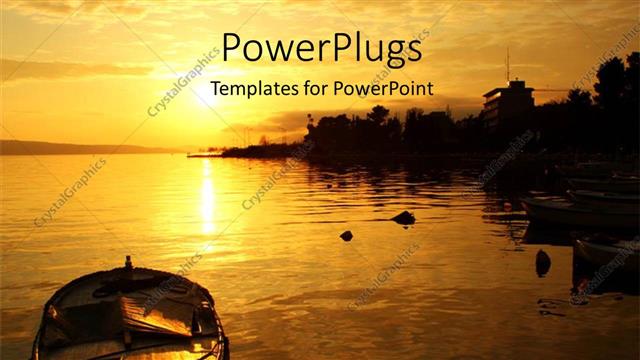  Presentation with boat - Beautiful sunset over sea surface with boat