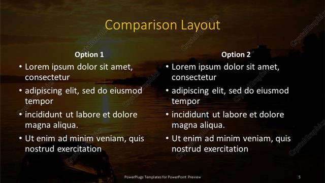 Comparison presentation slide layout