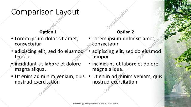 Comparison presentation slide layout