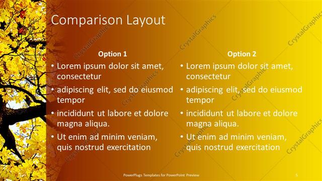 Comparison presentation slide layout