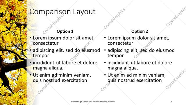 Comparison presentation slide layout