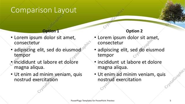 Comparison presentation slide layout