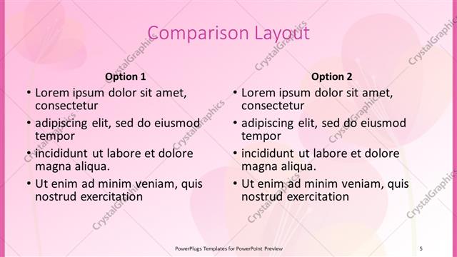 Comparison presentation slide layout