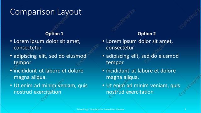 Comparison presentation slide layout
