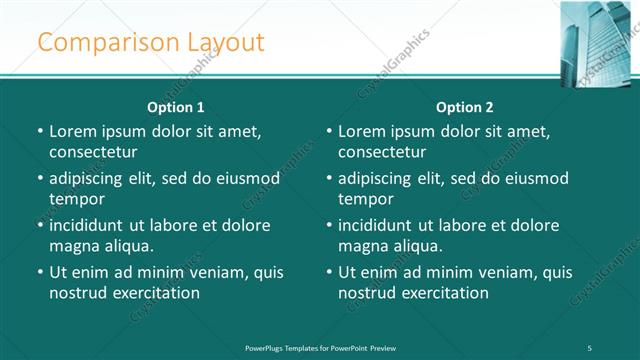 Comparison presentation slide layout