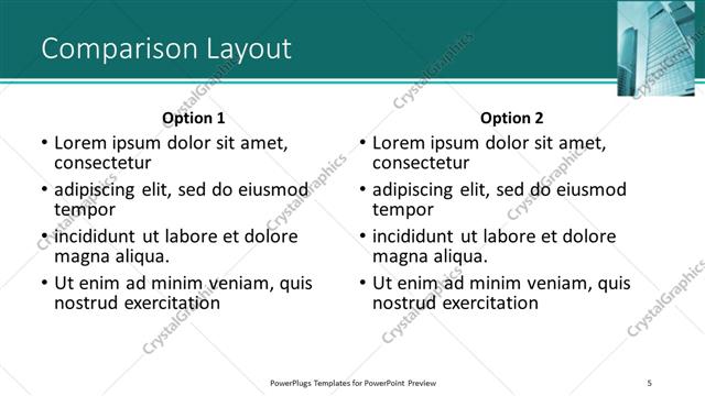 Comparison presentation slide layout