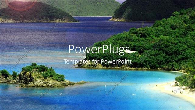  Presentation with holiday - Beautiful view of Trunk Bay Beach with people in holiday