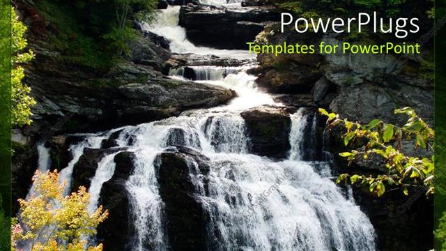  Presentation with fall waterfall - Beautiful waterfall with water dropping into a beautiful gorge