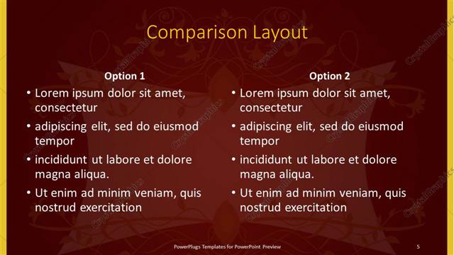 Comparison presentation slide layout