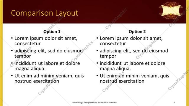 Comparison presentation slide layout