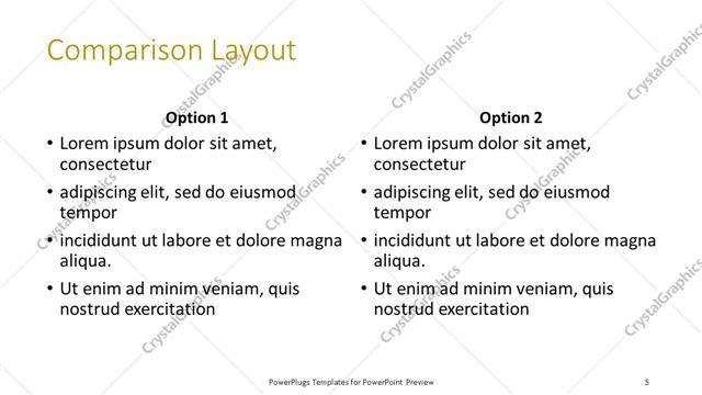 Comparison presentation slide layout