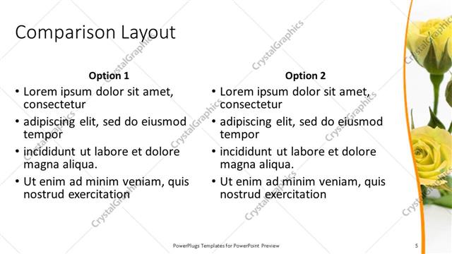 Comparison presentation slide layout