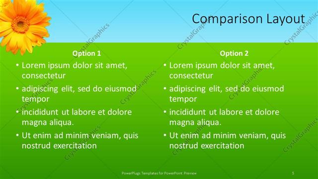 Comparison presentation slide layout