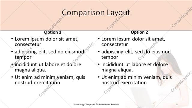 Comparison presentation slide layout