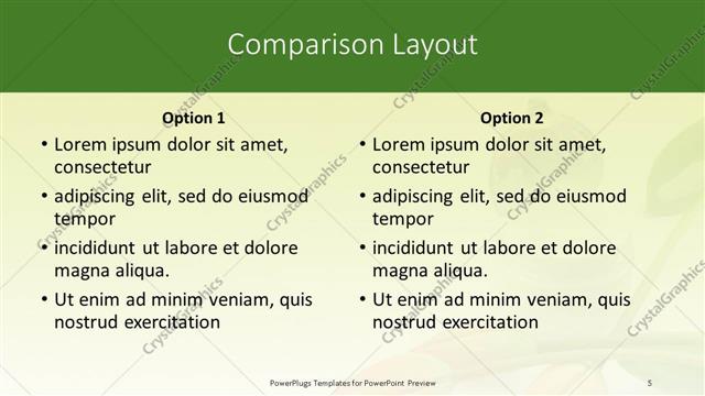 Comparison presentation slide layout