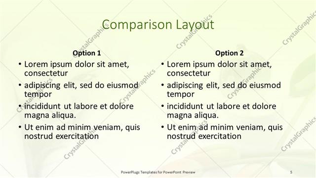 Comparison presentation slide layout