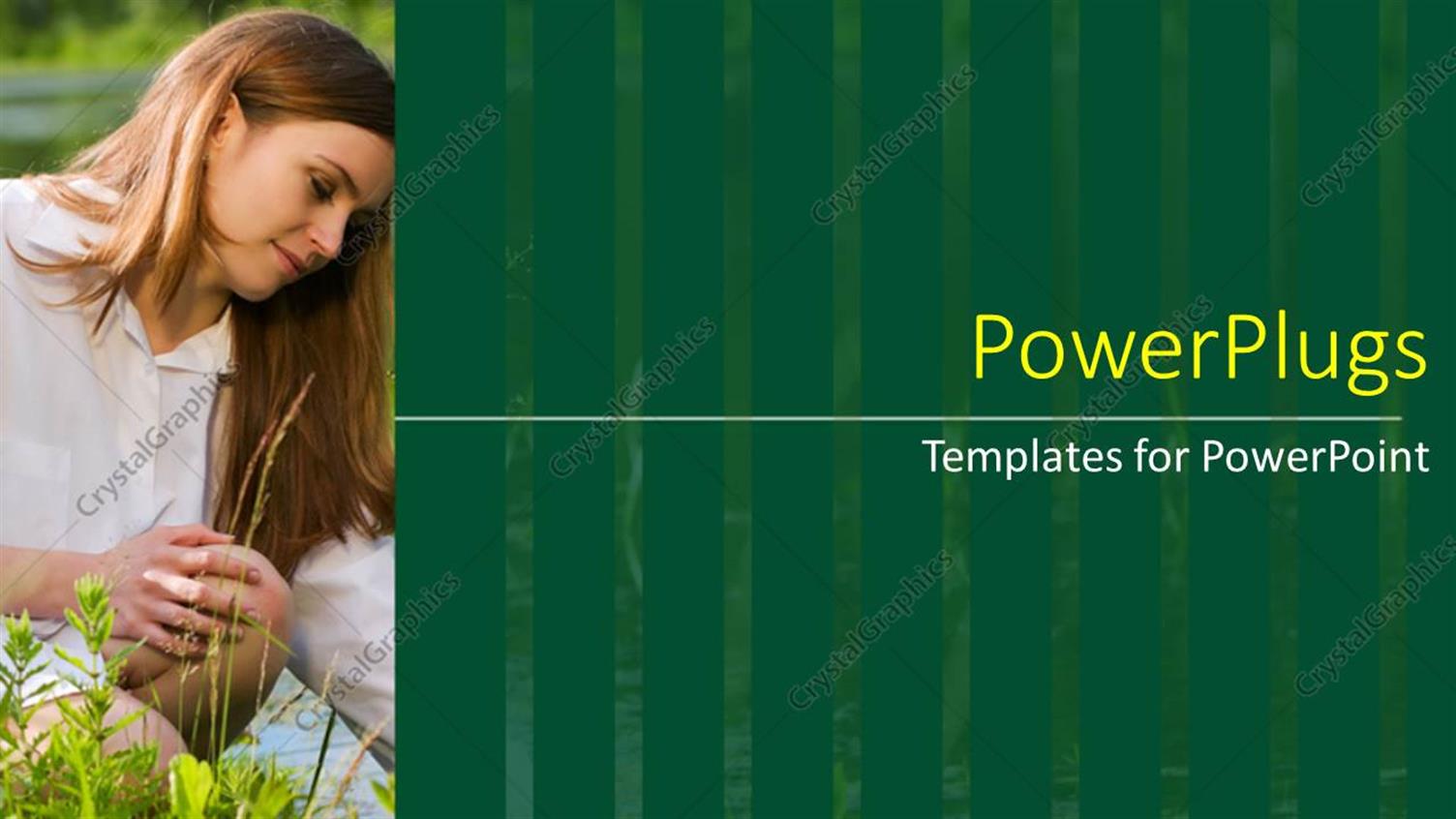 Featuring Beautiful Young Lady in Graden with Green Vegetation in Background