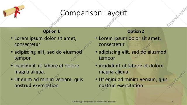 Comparison presentation slide layout