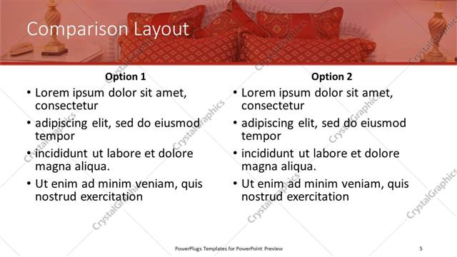 Comparison presentation slide layout