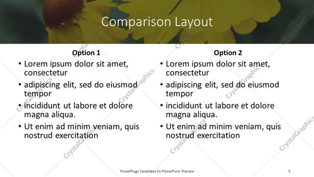 Comparison presentation slide layout