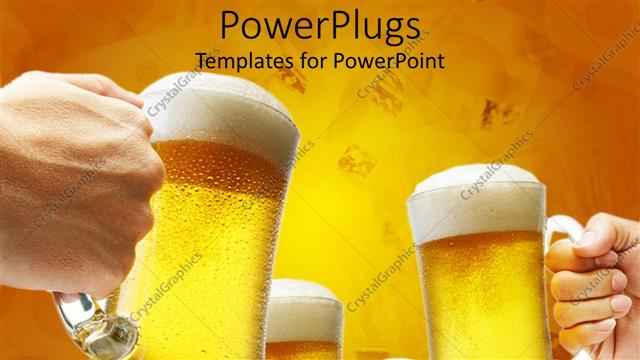  Presentation with beer - Beer cheers toast yellow background