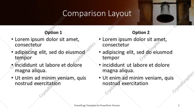 Comparison presentation slide layout