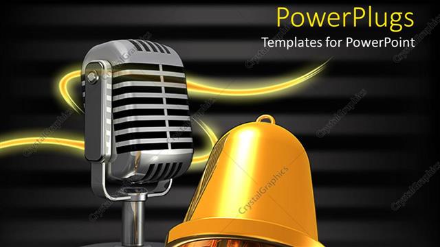  Presentation with mic - A bell and a mic with blackish background